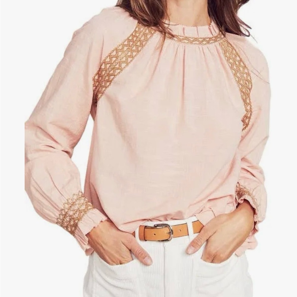 Women's Faherty Arles blouse in blush pink